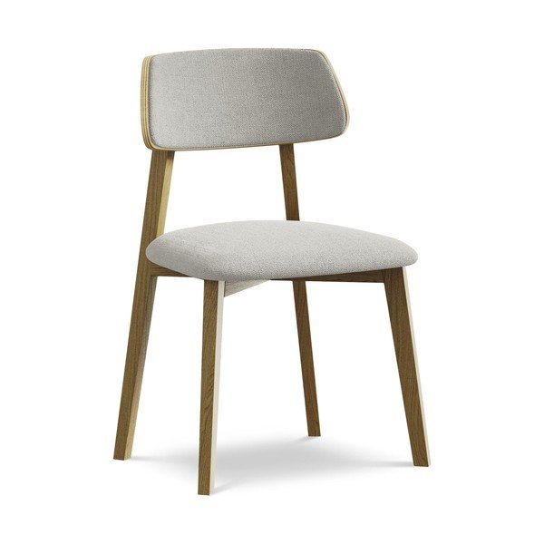 Šviesiai pilkos spalvos iš medienos masyvo valgomojo kėdė Niu – Makamii