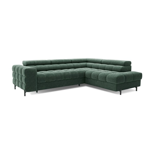 Žalios spalvos iš boucle sulankstoma/su sandėliavimo vieta kampinė sofa (su dešiniuoju kampu/„L“ formos) Ferucce – ELTAP-image-3