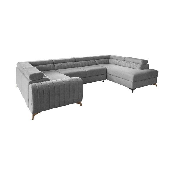 Šviesiai pilkos spalvos sulankstoma/su sandėliavimo vieta kampinė sofa (su dešiniuoju kampu/„U“ formos) Louis – ELTAP