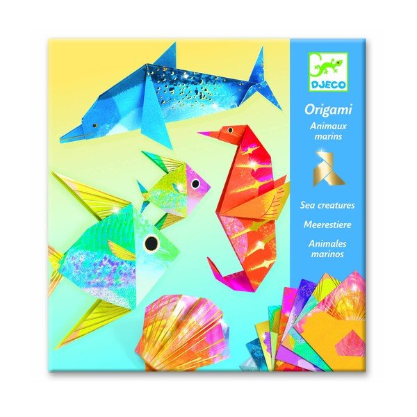 24 origami lankstymo rinkinys su instrukcijomis Djeco Neon Glam Sea-image-1