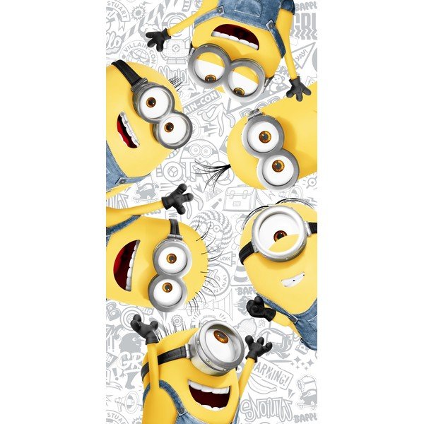 Vaikiškas rankšluostis geltonos spalvos/baltos spalvos iš medvilnės 70x140 cm Minions 2 – Jerry Fabrics