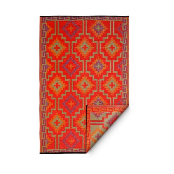 Oranžinis ir violetinis dvipusis lauko kilimas iš perdirbto plastiko Fab Hab Lhasa Orange & Violet, 120 x 180 cm-image-2
