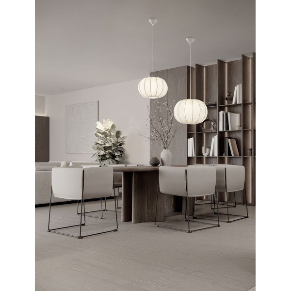 Matinės baltos spalvos iš tekstilės kabantis šviestuvas ø 50 cm Delina – Nova Luce-image-1