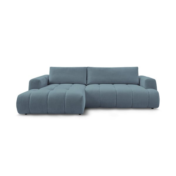 Mėlynos spalvos sulankstoma/su sandėliavimo vieta kampinė sofa (su kairiuoju kampu/su gultu) Fuji – Bobochic Paris