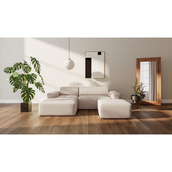 Kampinė sofa smėlio spalvos (su kairiuoju kampu) Fluvio – MESONICA-image-1