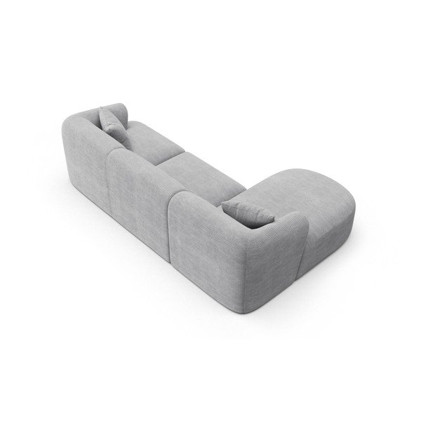 Šviesiai pilkos spalvos kampinė sofa iš kordinio velveto (su kairiuoju kampu/su gultu) Campi – Cosmopolitan Design-image-3