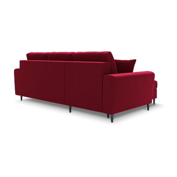 Raudonos spalvos iš velveto sulankstoma/su sandėliavimo vieta kampinė sofa Kyoto – Cosmopolitan Design-image-3