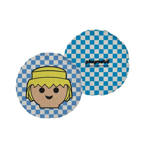 Iš lino mišinio vaikiška pagalvė Checkerboard – Playmobil