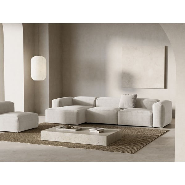 Smėlio spalvos iš kordinio velveto kampinė sofa (su kairiuoju kampu/su gultu) Bergamo – Cosmopolitan Design-image-1