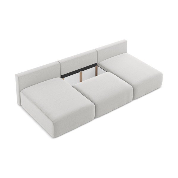 Šviesiai pilkos spalvos sulankstoma/su sandėliavimo vieta kampinė sofa iš velveto („U“ formos) Kalena – Makamii-image-4