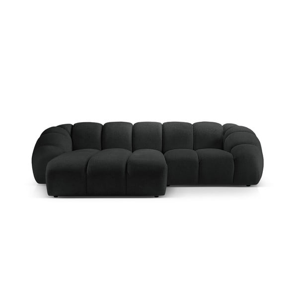 Iš velveto kampinė sofa juodos spalvos Diana – Micadoni Home