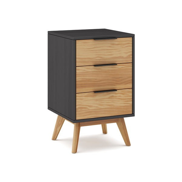 Natūralios spalvos pušies medienos naktinis staliukas Lavis - Marckeric-image-2