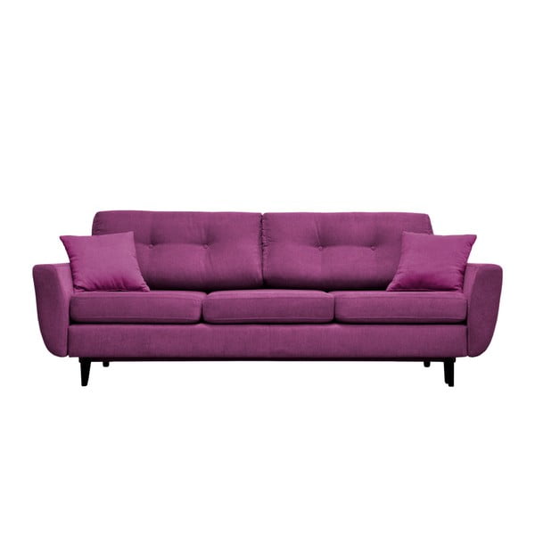 Violetinė trijų vietų sofa-lova su juodomis kojomis Mazzini Sofas Jasmin