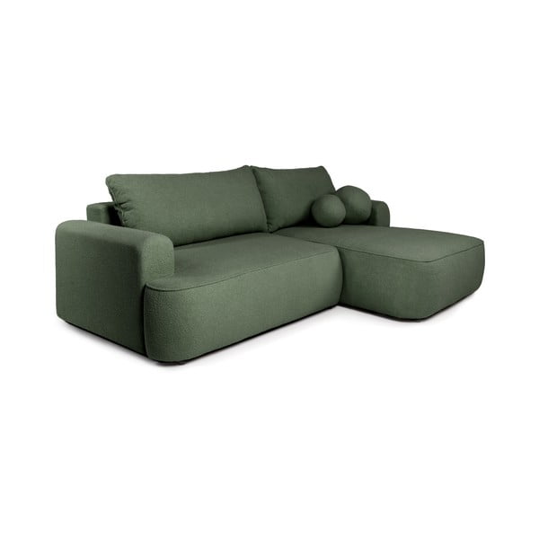 Iš boucle sulankstoma kampinė sofa žalios spalvos (su dešiniuoju kampu) Quinoa – Bonami Selection-image-2