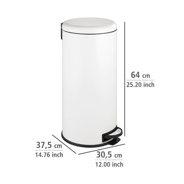 Iš plieno šiukšliadėžė baltos spalvos su pedalu 30 l Leman – Wenko-image-3