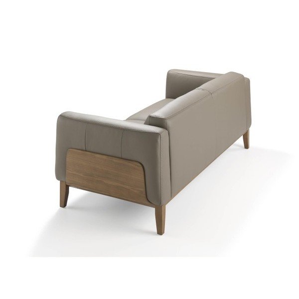 Pilkos spalvos sofa iš odos ir medienos Ángel Cerdá, 209 cm-image-2