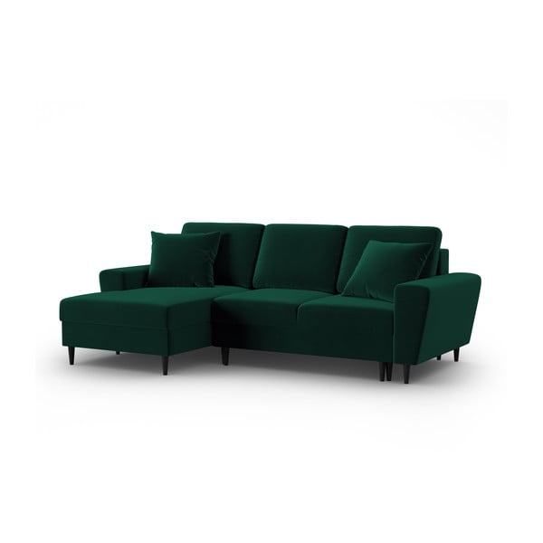 Žalios spalvos iš velveto sulankstoma/su sandėliavimo vieta kampinė sofa (su kairiuoju kampu/su gultu) Kyoto – Cosmopolitan Design-image-4