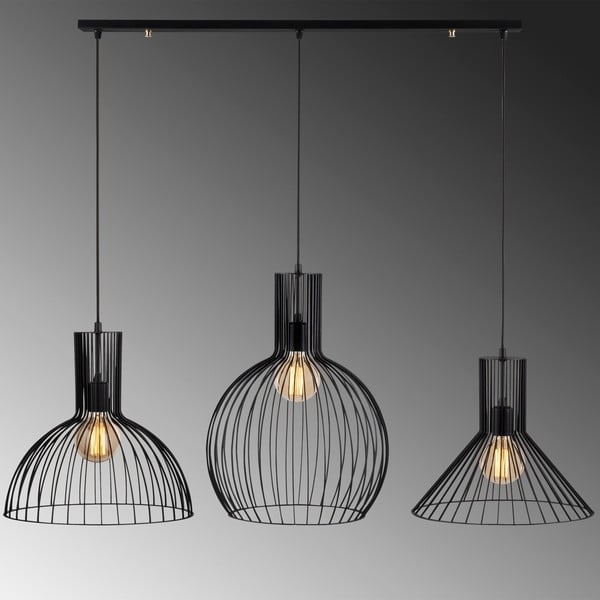 Juodos spalvos kabantis šviestuvas su metaliniu gaubtu Fellini – Opviq lights-image-3