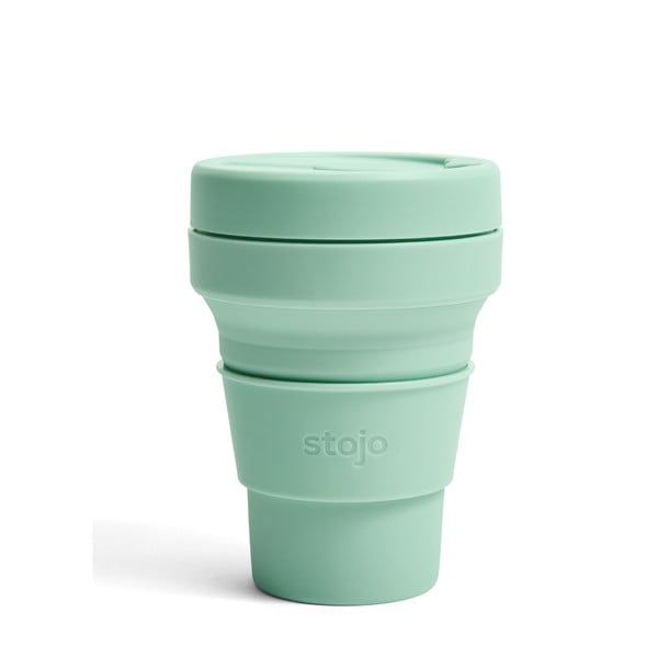 Žalias kelioninis puodelis Stojo Pocket Cup Seafoam, 355 ml