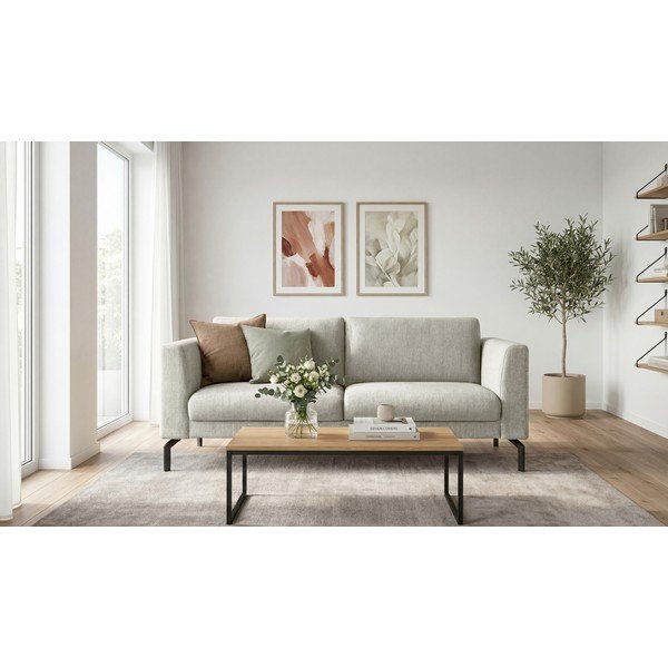 Smėlio spalvos iš šenilinio audinio sofa 165 cm Gomero – Scandic-image-1