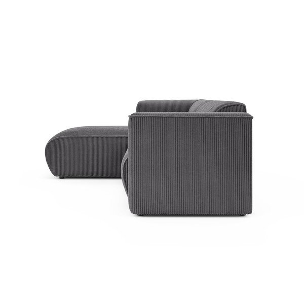 Tamsiai pilkos spalvos kampinė sofa iš kordinio velveto (su kairiuoju kampu/su gultu) Merid  – Ropez-image-3
