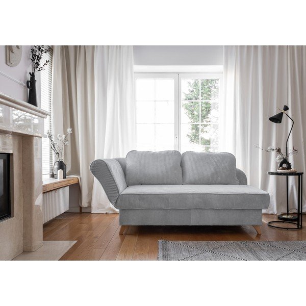 Šviesiai pilkos spalvos iš kordinio velveto gultas (su kairiuoju kampu) Chic Charlotte – Miuform-image-1