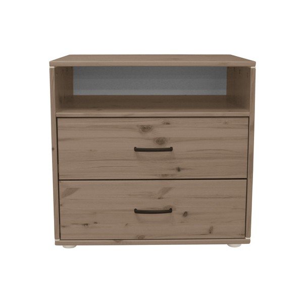 Ruda vaikiška komoda iš pušies medienos su 2 stalčiais Flexa Classic-image-1