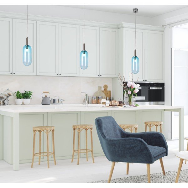 Mėlynos spalvos kabantis šviestuvas LED ø 13 cm su stiklo gaubtu Fiuggi – Candellux Lighting-image-3
