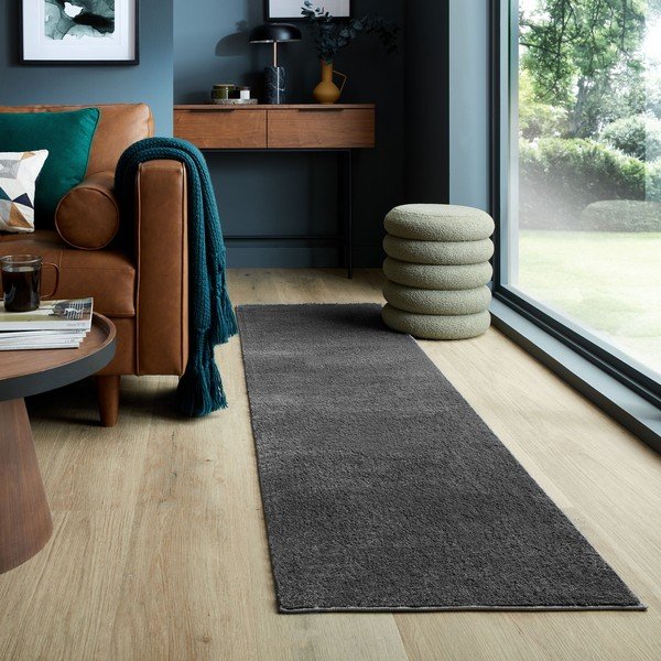 Iš perdirbto pluošto kilimas tamsiai pilkos spalvos 60x230 cm Sheen – Flair Rugs-image-1