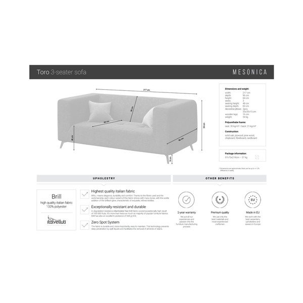 Juoda sofa MESONICA Toro, 217 cm-image-3
