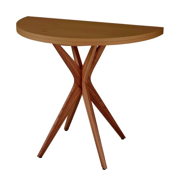 Apvalios formos prailginamas valgomojo stalas su uosio dekoro stalviršiu 45x90 cm Jubi – Ragaba