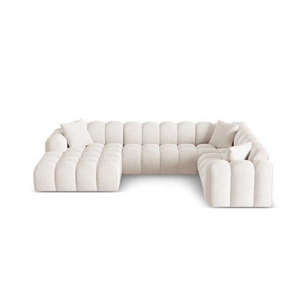 Kreminės spalvos iš šenilinio audinio kampinė sofa (su dešiniuoju kampu/„U“ formos) Treno – Cosmopolitan Design