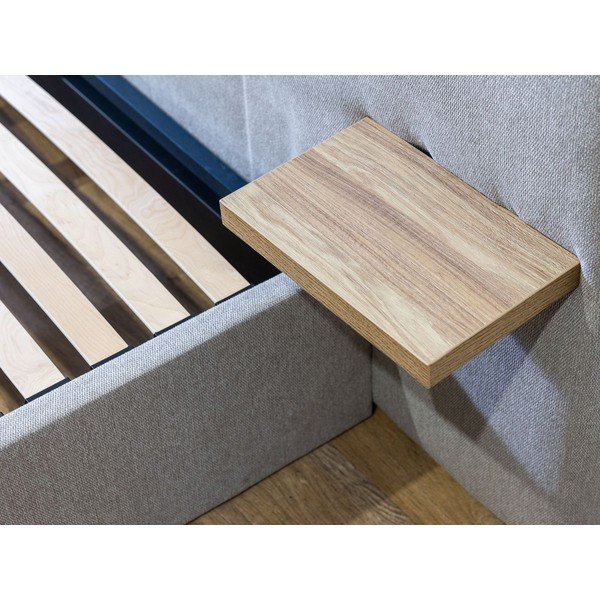 Dvigulė lova šviesiai pilkos spalvos audiniu dengta su sandėliavimo vieta su lovos grotelėmis 160x200 cm Blandine – Bobochic Paris-image-4