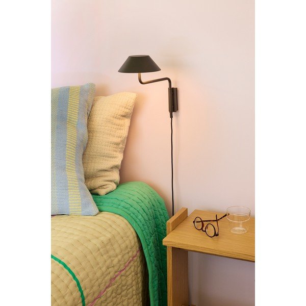 Juodos spalvos iš metalo sieninė lempa LED su pritemdymo funkcija su kištuku ø 30 cm Cover – Hübsch-image-1