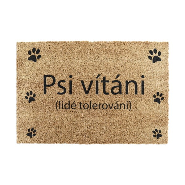 Iš kokoso pluošto grindų kilimėlis 40x60 cm Psi vítáni – Artsy Doormats