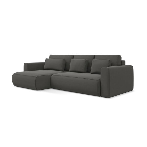 Tamsiai pilkos spalvos iš velveto sulankstoma/su sandėliavimo vieta kampinė sofa (su kairiuoju kampu/su gultu) Kapua – Makamii-image-3