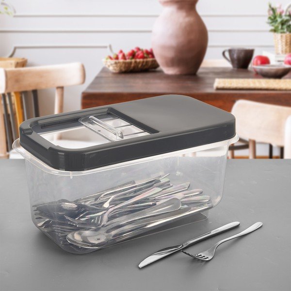 Iš plastiko daiktadėžė su dangčiu 35x20x18 cm Slop – Orion-image-2