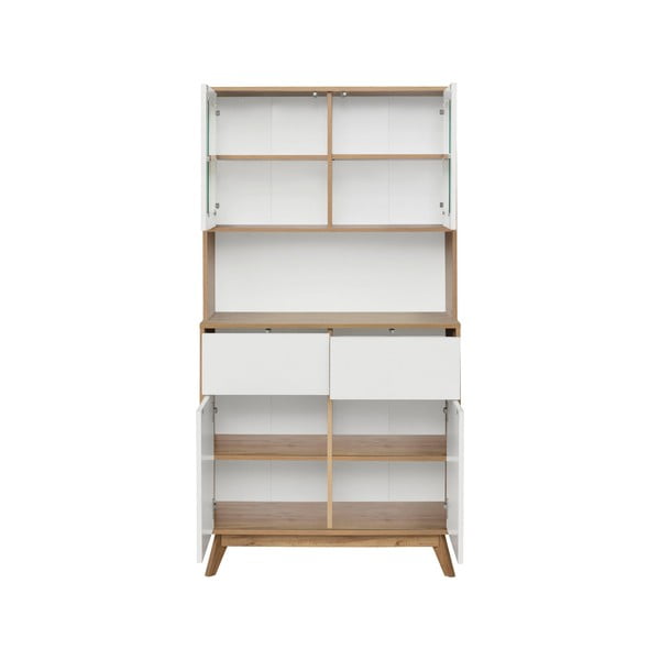 Vitrina baltos spalvos/natūralios spalvos iš ąžuolo 84x165 cm Skandi – Støraa-image-2