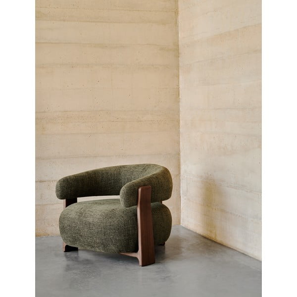 Žalios spalvos iš šenilinio audinio krėslas Granite – Kave Home-image-1