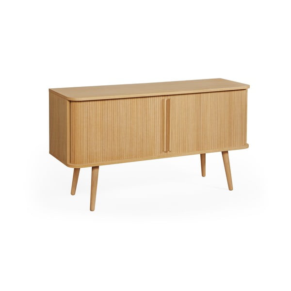 Žema šoninė spintelė natūralios spalvos iš ąžuolo su stumdomomis durimis 138x75 cm Rove – Woodman-image-3