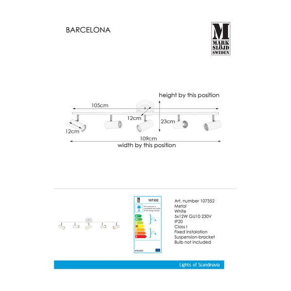 Baltas lubinis šviestuvas Markslöjd Barcelona-image-2