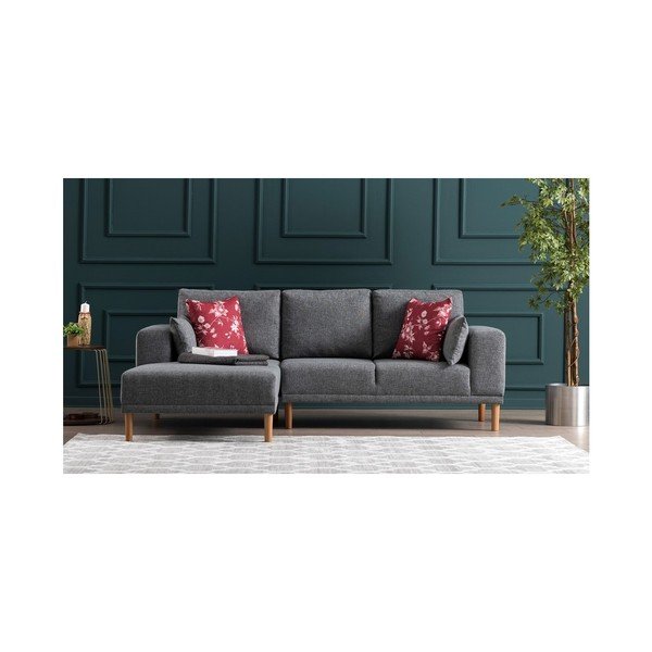 Tamsiai pilka kampinė sofa "Fanz", kairysis kampas-image-1