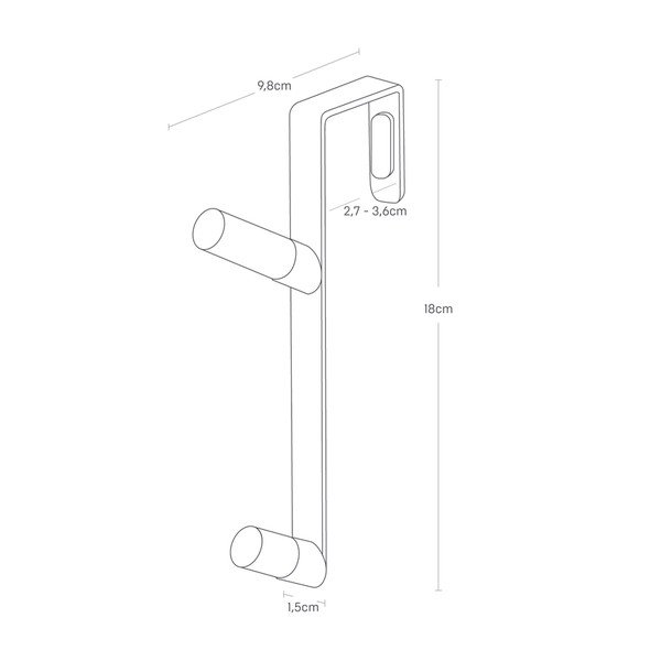 Durų pakaba iš metalo juodos spalvos 1,5 cm Tower – YAMAZAKI-image-4