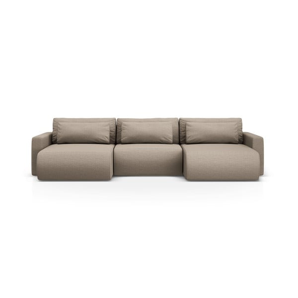 Šviesiai rudos spalvos sulankstoma/su sandėliavimo vieta kampinė sofa („U“ formos) Belfast – Cosmopolitan Design