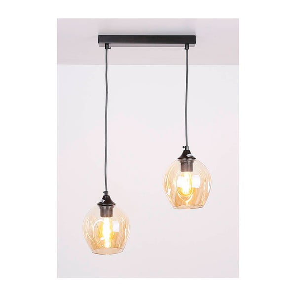 Juodas pakabinamas šviestuvas su stikliniu gaubtu 14x48 cm Aspa - Candellux Lighting-image-1