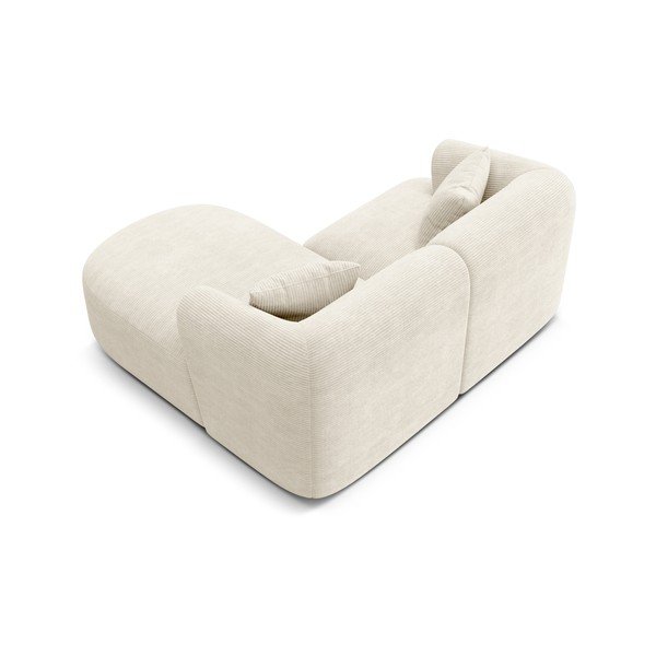 Smėlio spalvos kampinė sofa iš kordinio velveto (su dešiniuoju kampu/su gultu) Campi – Cosmopolitan Design-image-3