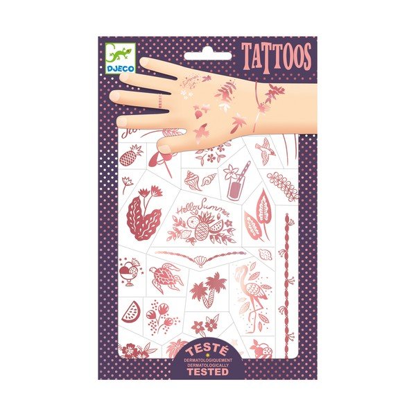 Metalinių tatuiruočių rinkinys "Djeco Summer" rožinės spalvos-image-1