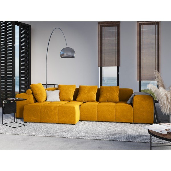 Geltonos spalvos aksomo pagalvėlė modulinei sofai Rome Velvet - Cosmopolitan Design-image-4