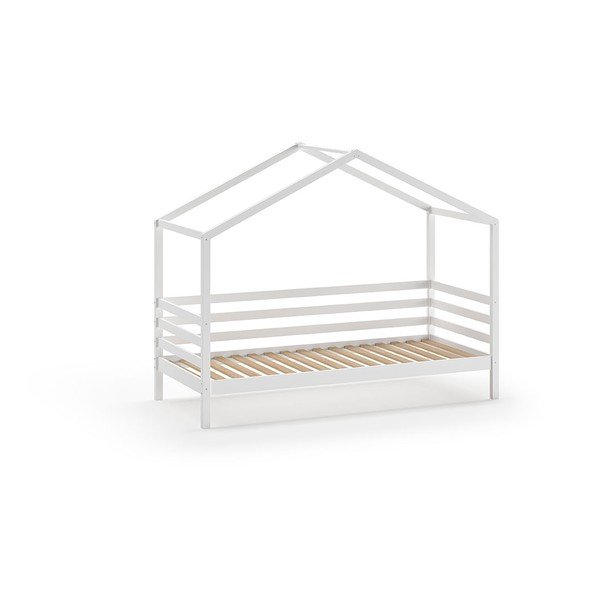 Baltos spalvos naminė iš pušies masyvo vaikiška lova su lovos grotelėmis 90x200 cm Dallas – Vipack