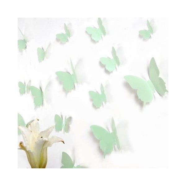 12 žalių 3D lipdukų rinkinys Ambiance Butterflies